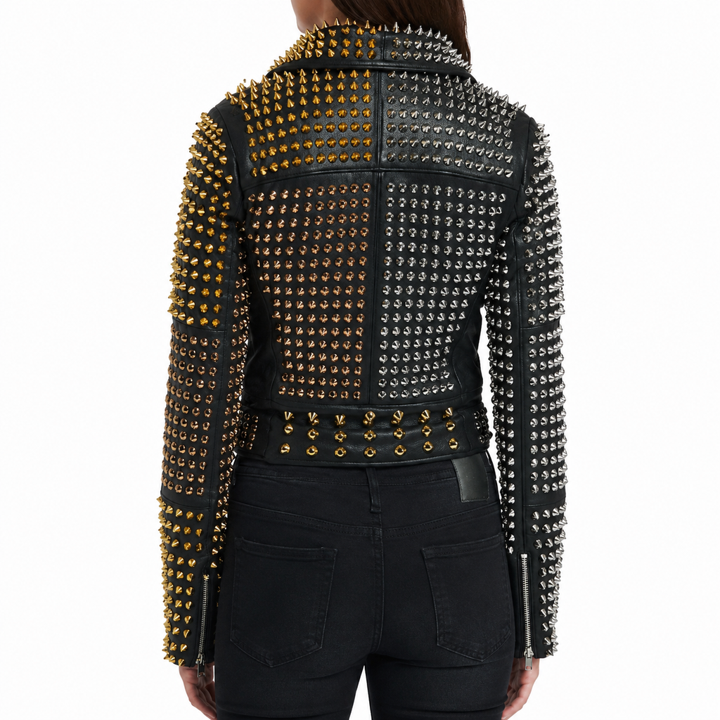 Women’s Studded Leather Jacket-2