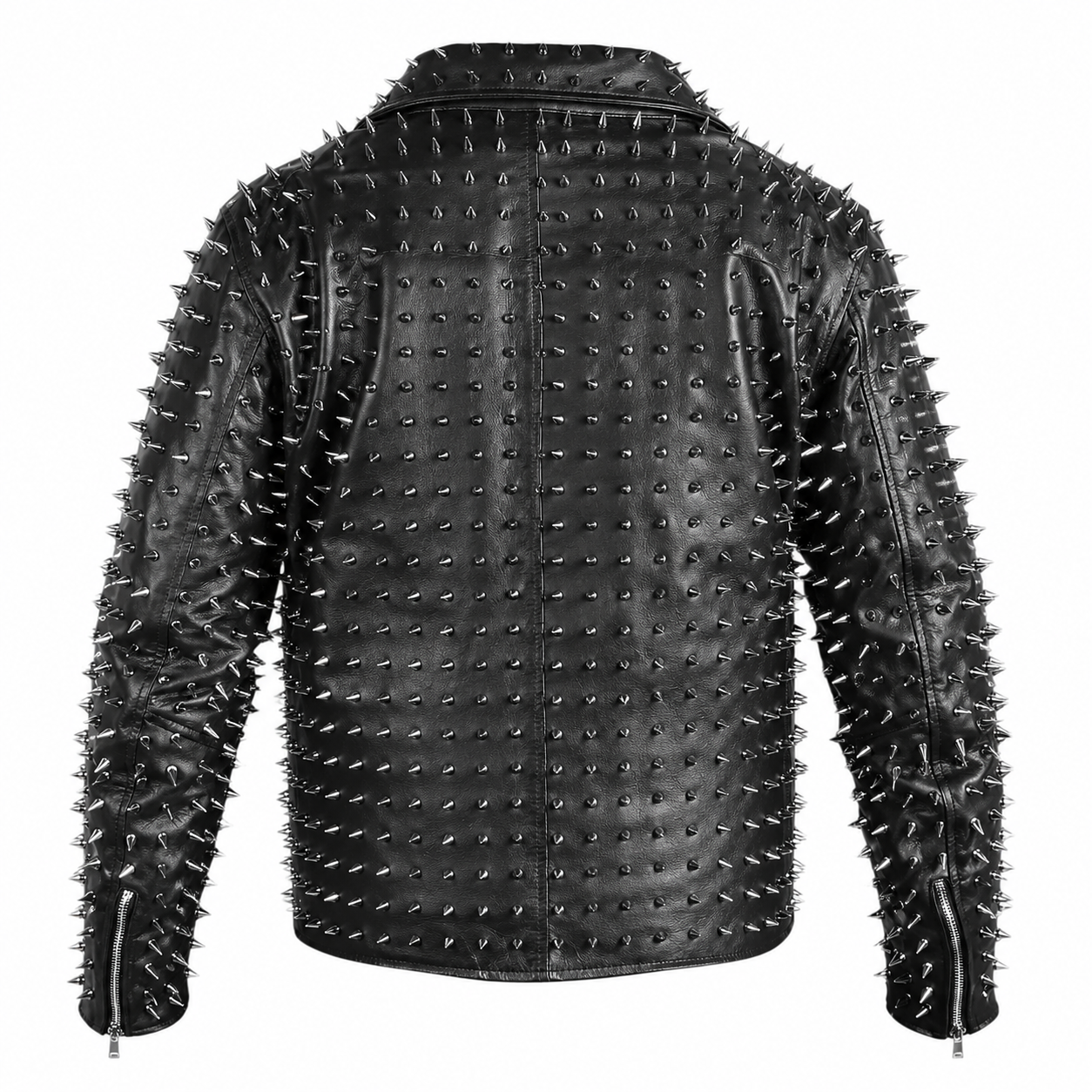 Men’s Punk Studded Cowhide Leather Jacket-1