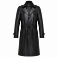 Mens Sheepskin Leather Trench Coat-0