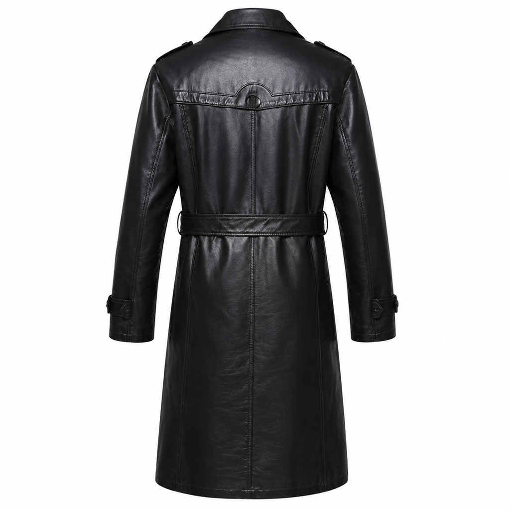 Mens Sheepskin Leather Trench Coat-1