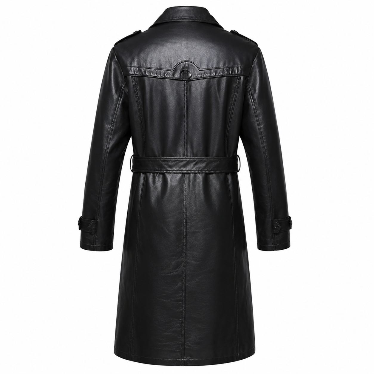 Mens Sheepskin Leather Trench Coat-1