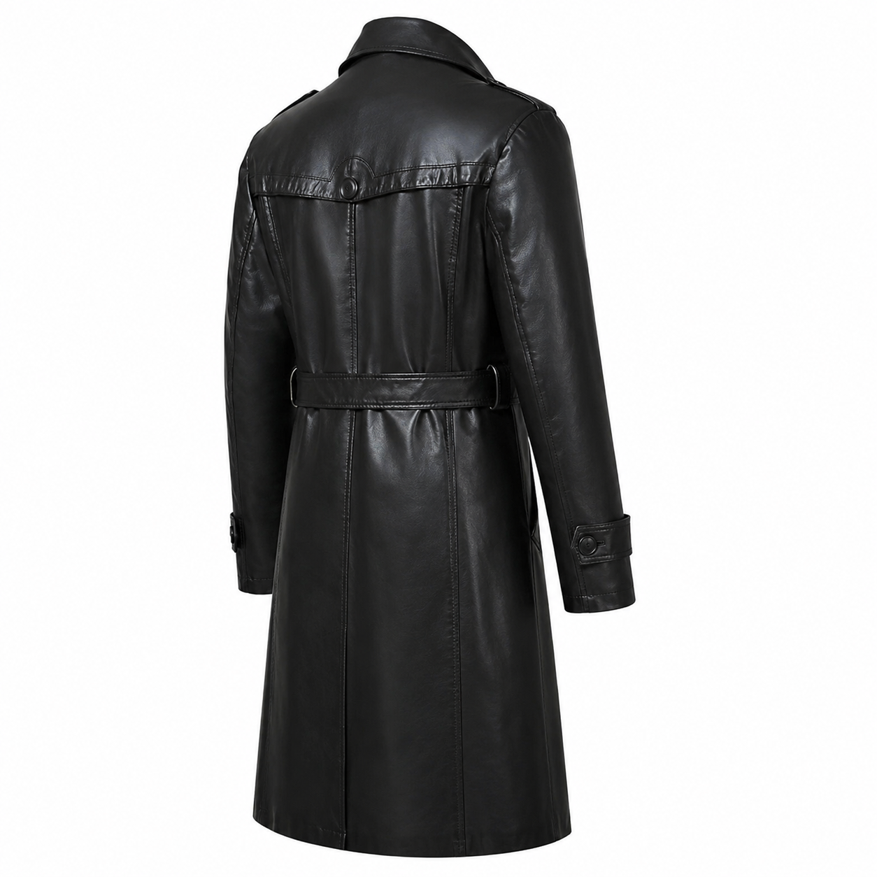Mens Sheepskin Leather Trench Coat-3