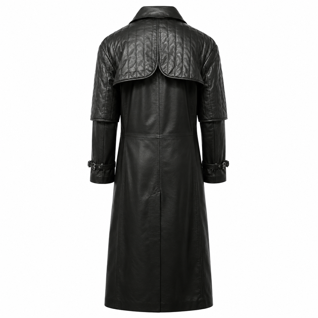 Men’s Steampunk Vampire Leather Duster Coat-1