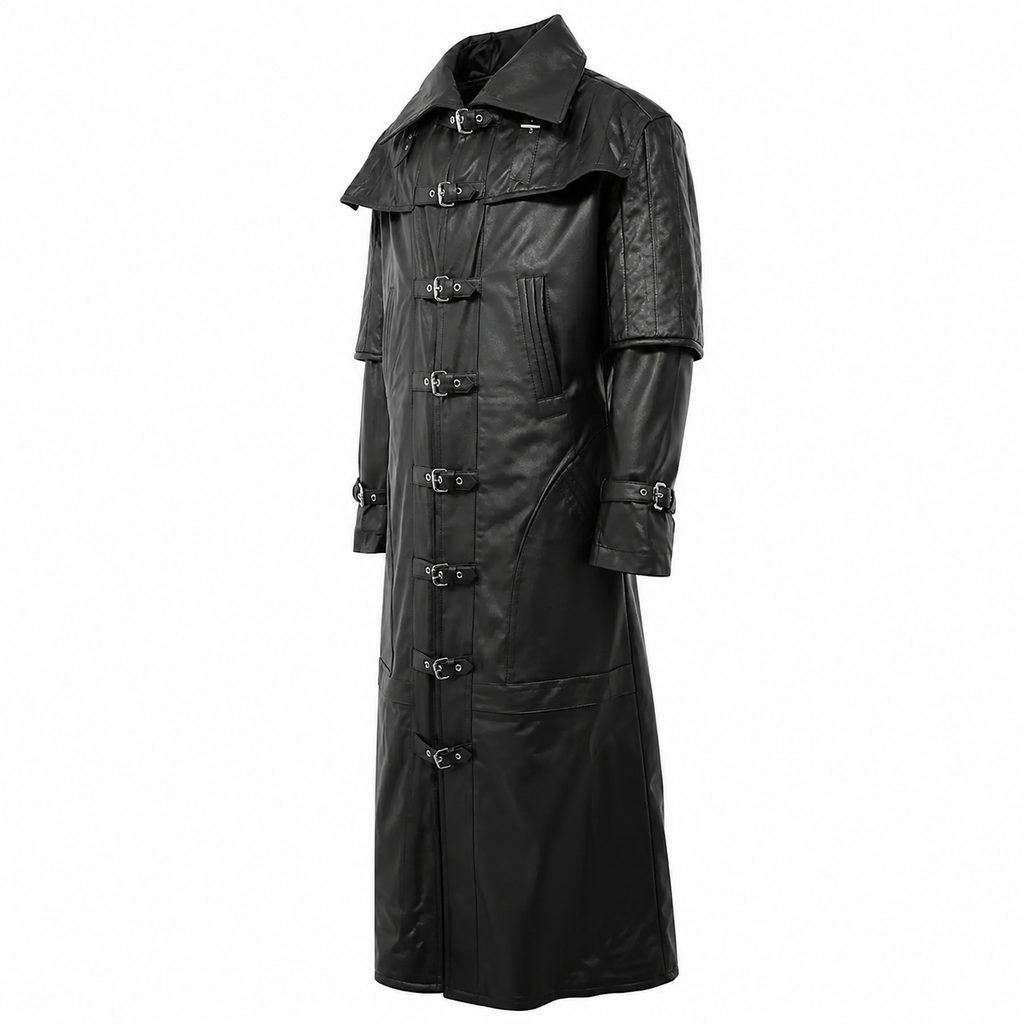 Men’s Steampunk Vampire Leather Duster Coat-3