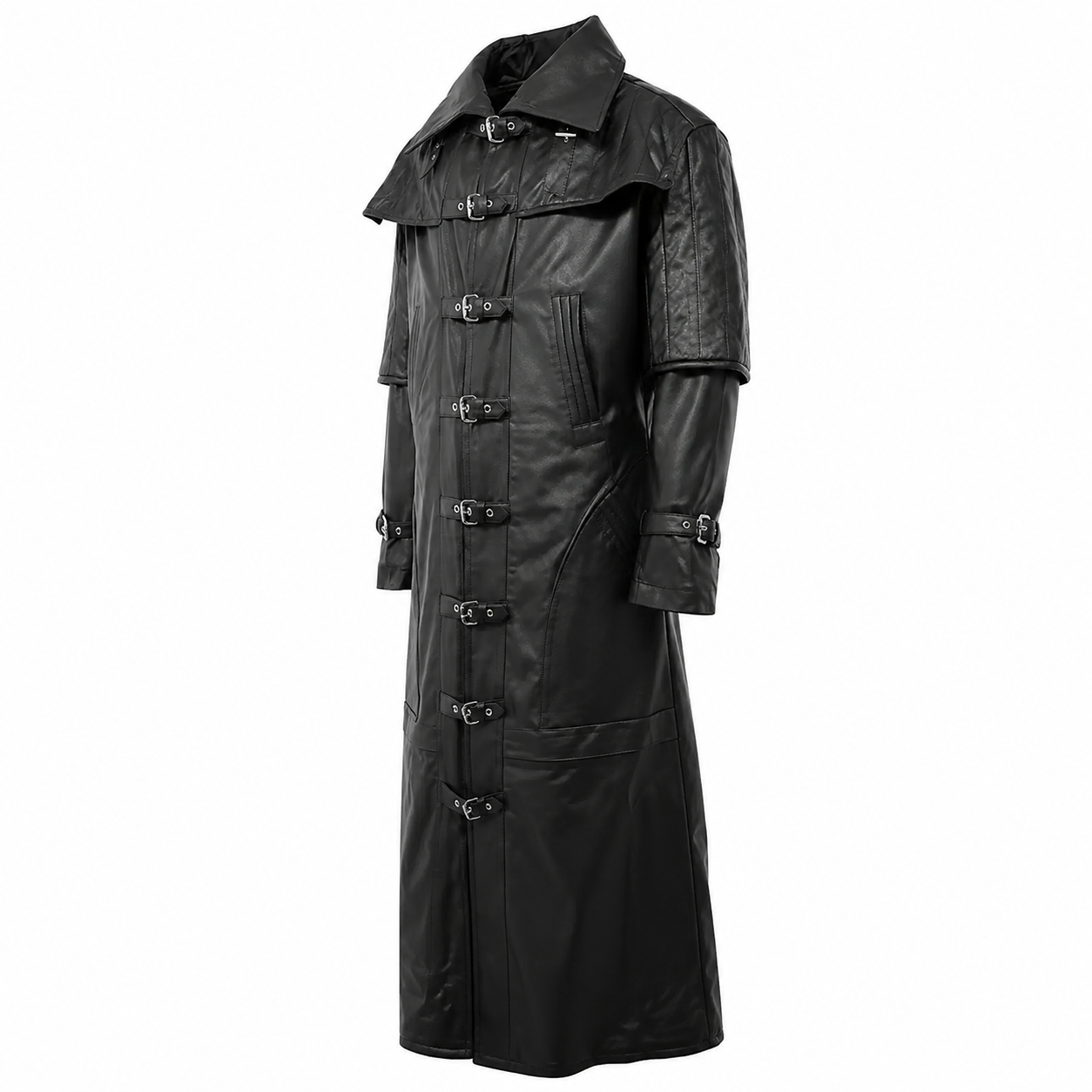 Men’s Steampunk Vampire Leather Duster Coat-3