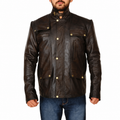 Men’s Classic Dark Brown Leather Jacket-0