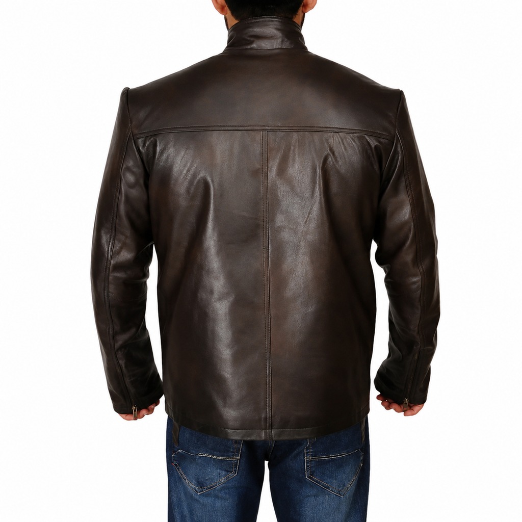 Men’s Classic Dark Brown Leather Jacket-1