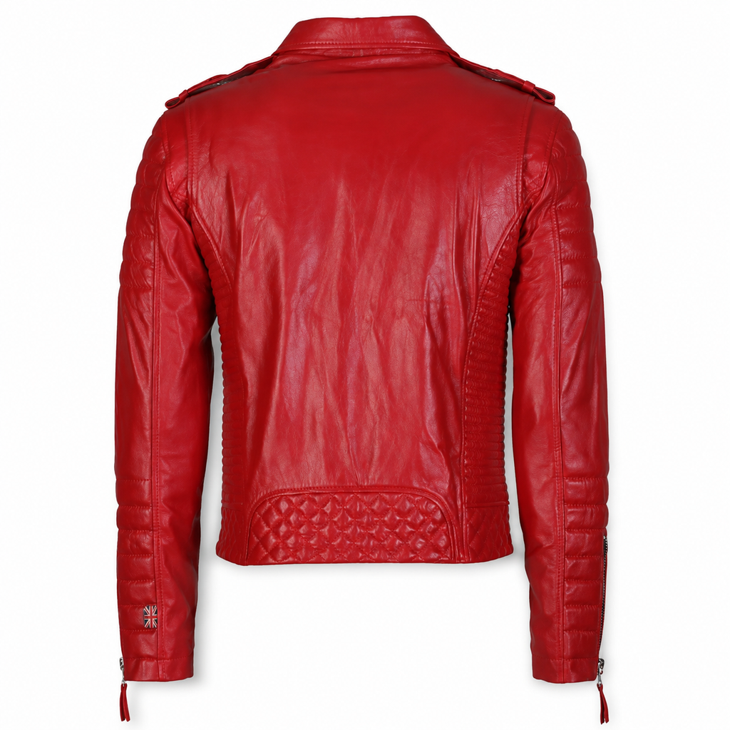 Men’s Supreme Red Biker Fashion Leather Jacket-2