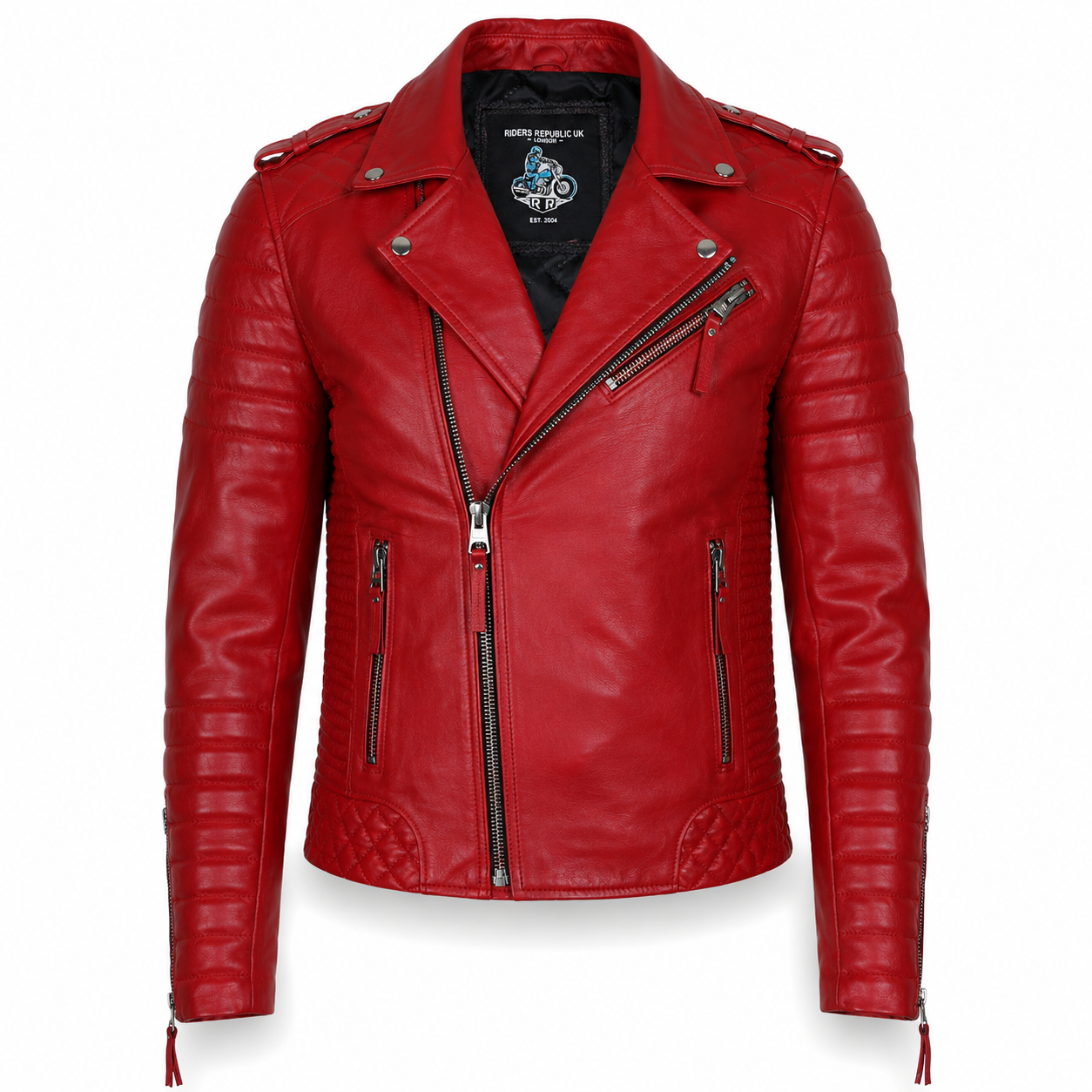 Men’s Supreme Red Biker Fashion Leather Jacket-0
