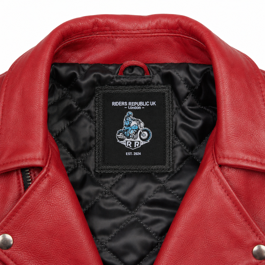 Men’s Supreme Red Biker Fashion Leather Jacket-4
