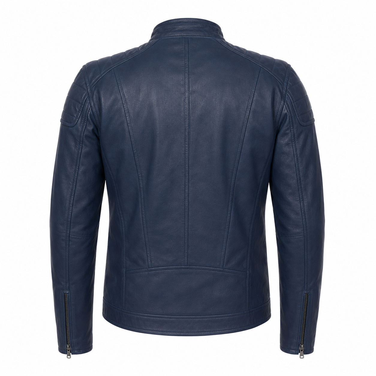 Men’s Soft Blue Leather Biker Jacket-1