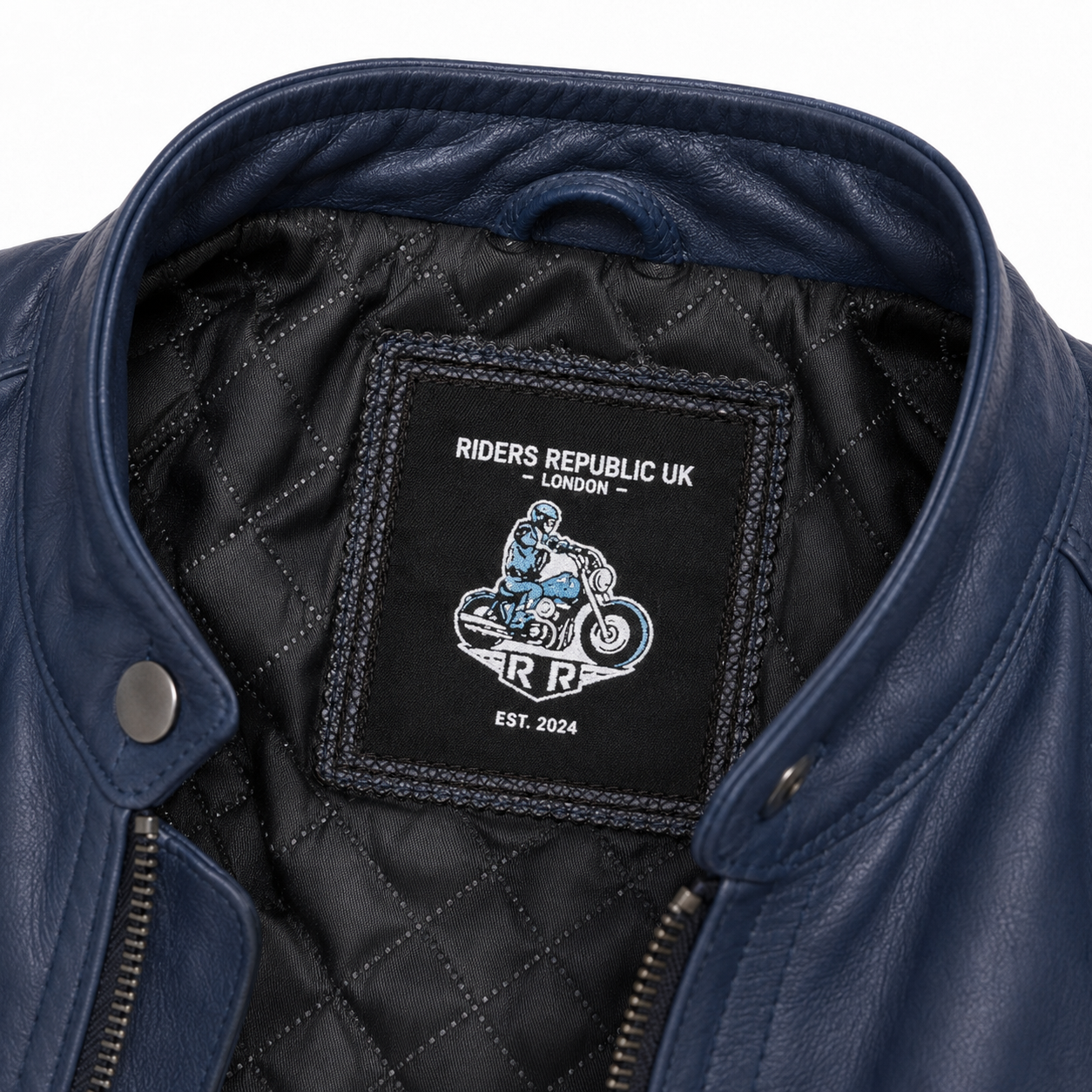 Men’s Soft Blue Leather Biker Jacket-4