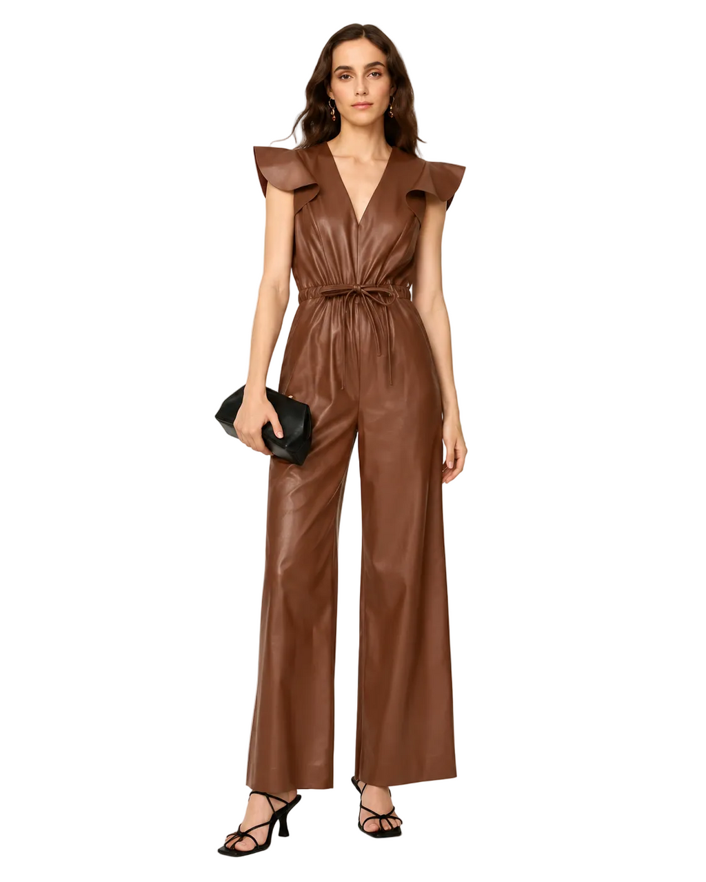 Women’s Brown Sheepskin Leather Jumpsuit-0