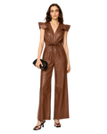 Women’s Brown Sheepskin Leather Jumpsuit-0