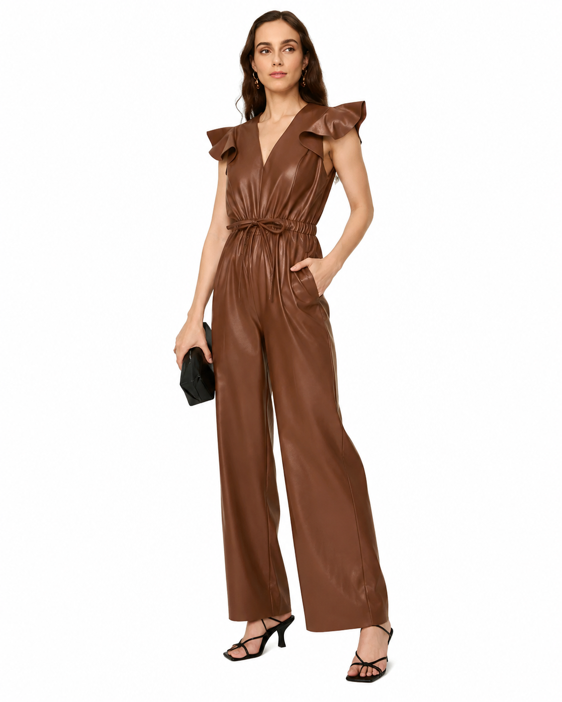 Women’s Brown Sheepskin Leather Jumpsuit-2