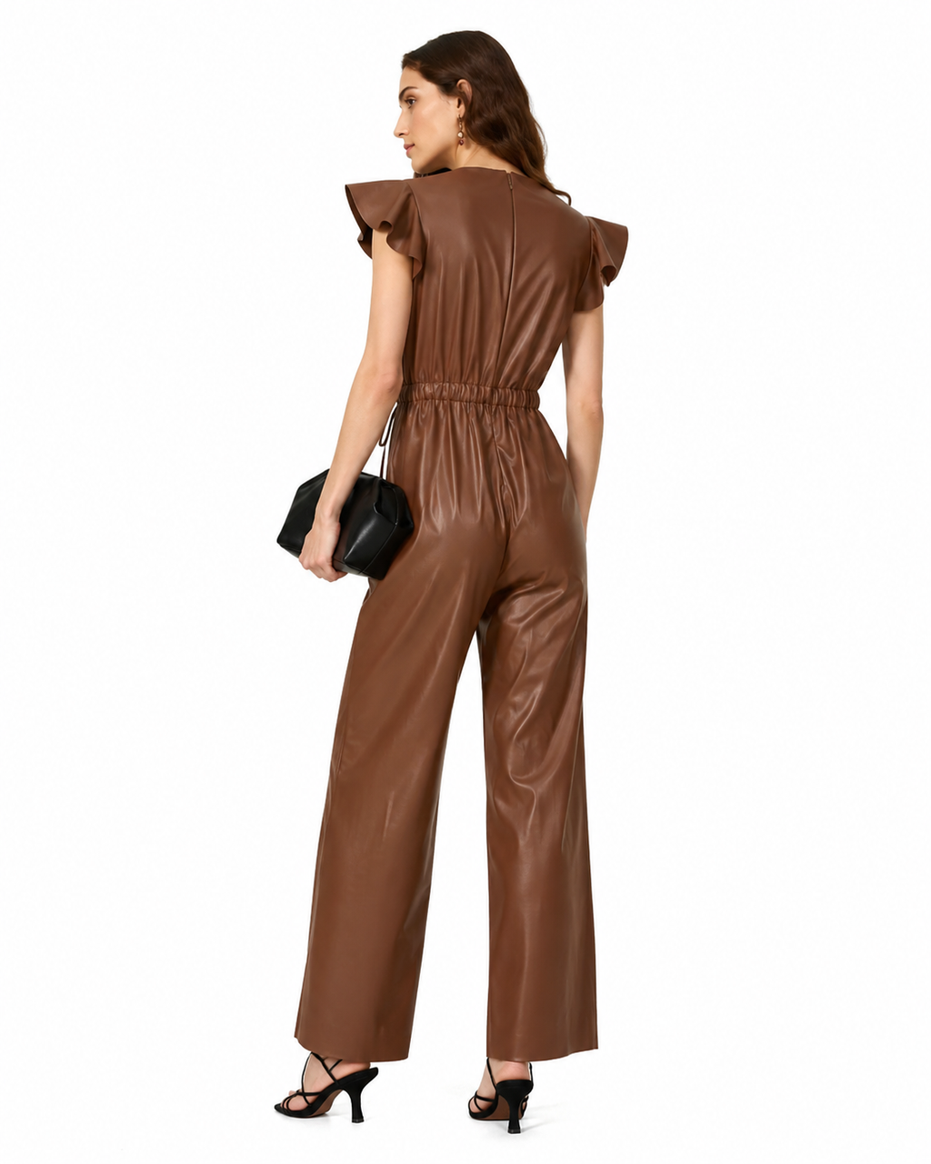Women’s Brown Sheepskin Leather Jumpsuit-3
