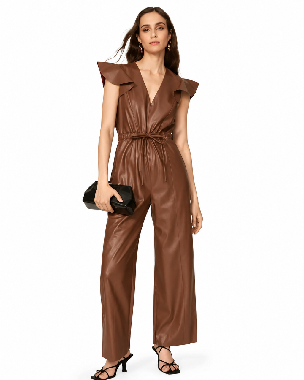 Women’s Brown Sheepskin Leather Jumpsuit-4