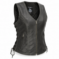 Women’s Gun Pocket Fashion Leather Vest-0
