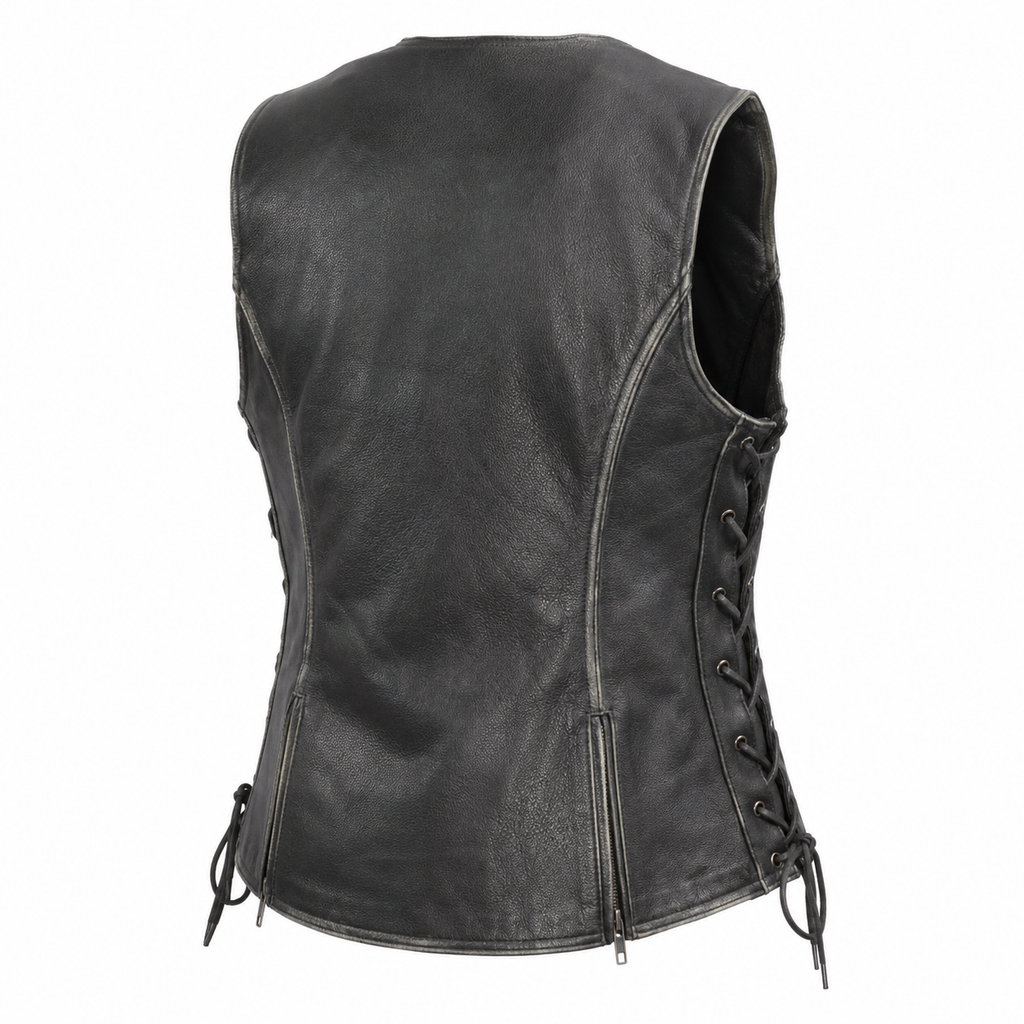 Women’s Gun Pocket Fashion Leather Vest-2