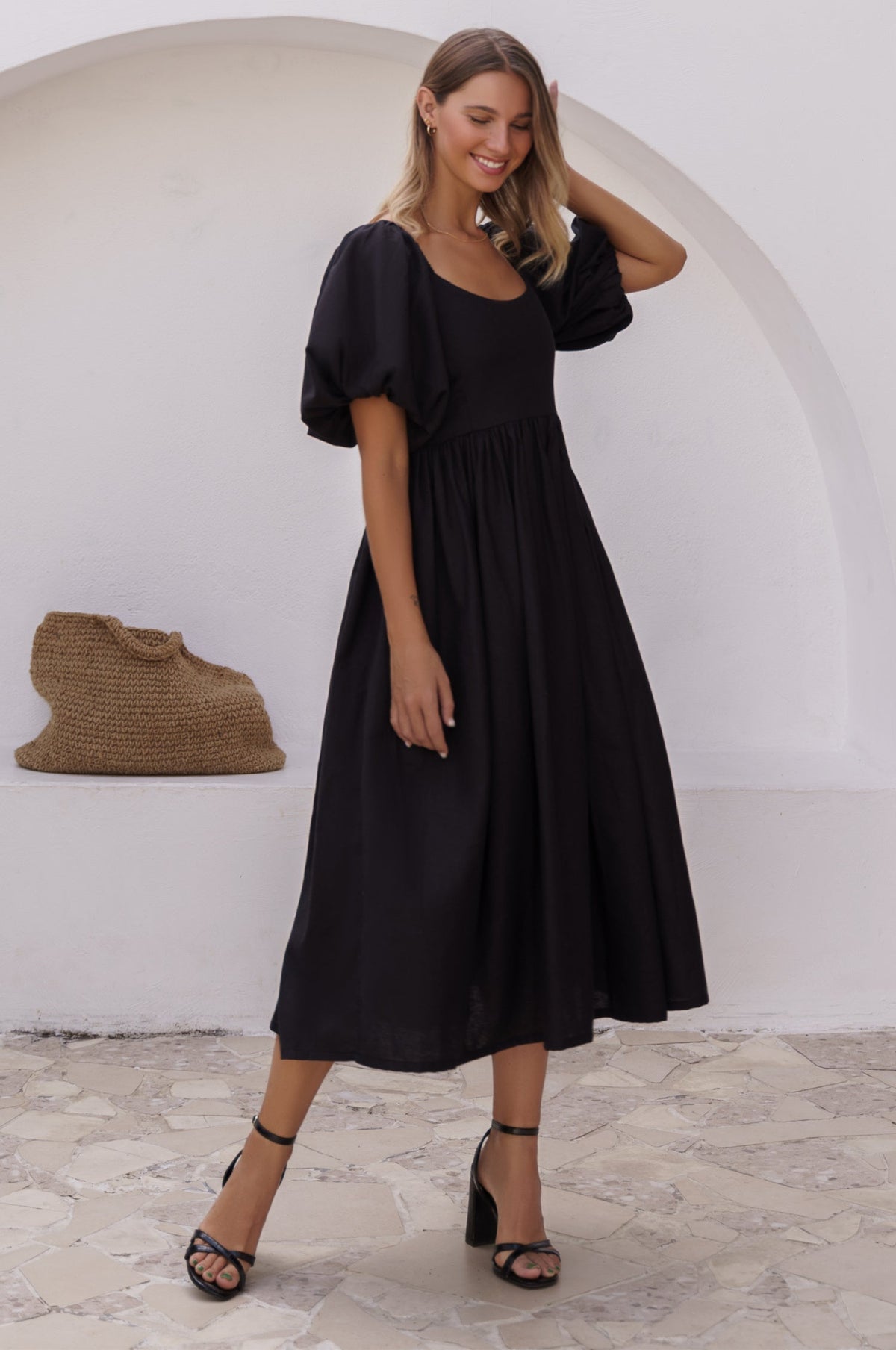 Cherie Puff Sleeve Midi Dress-8