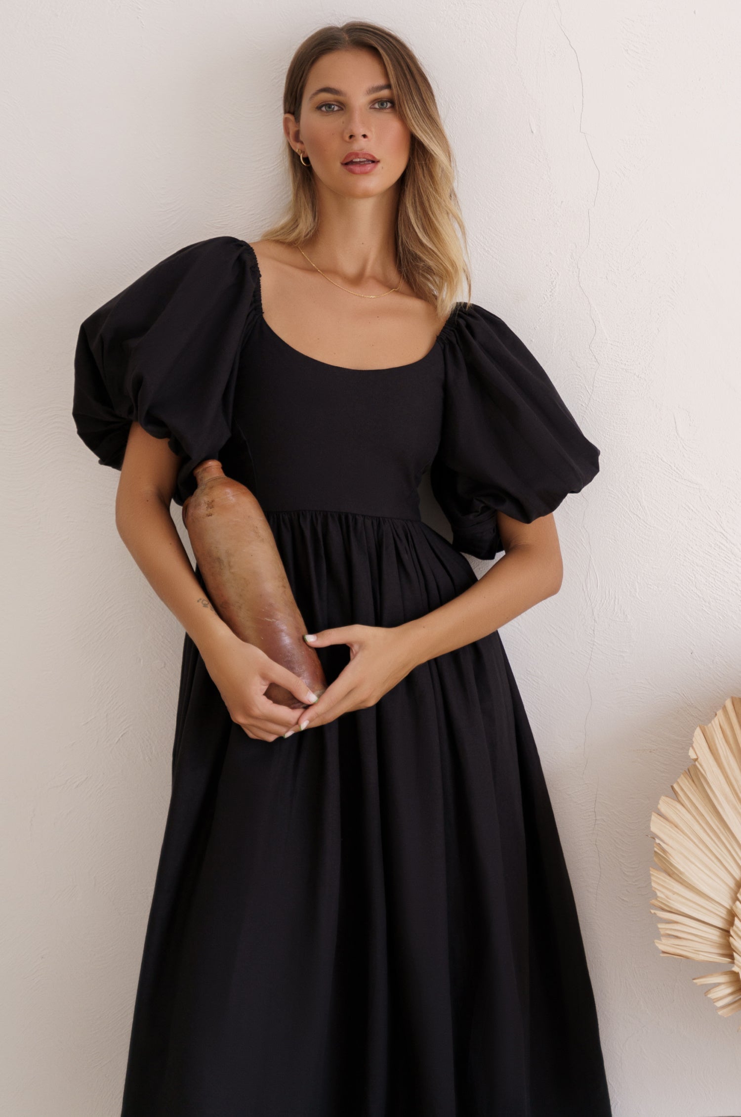 Cherie Puff Sleeve Midi Dress-3