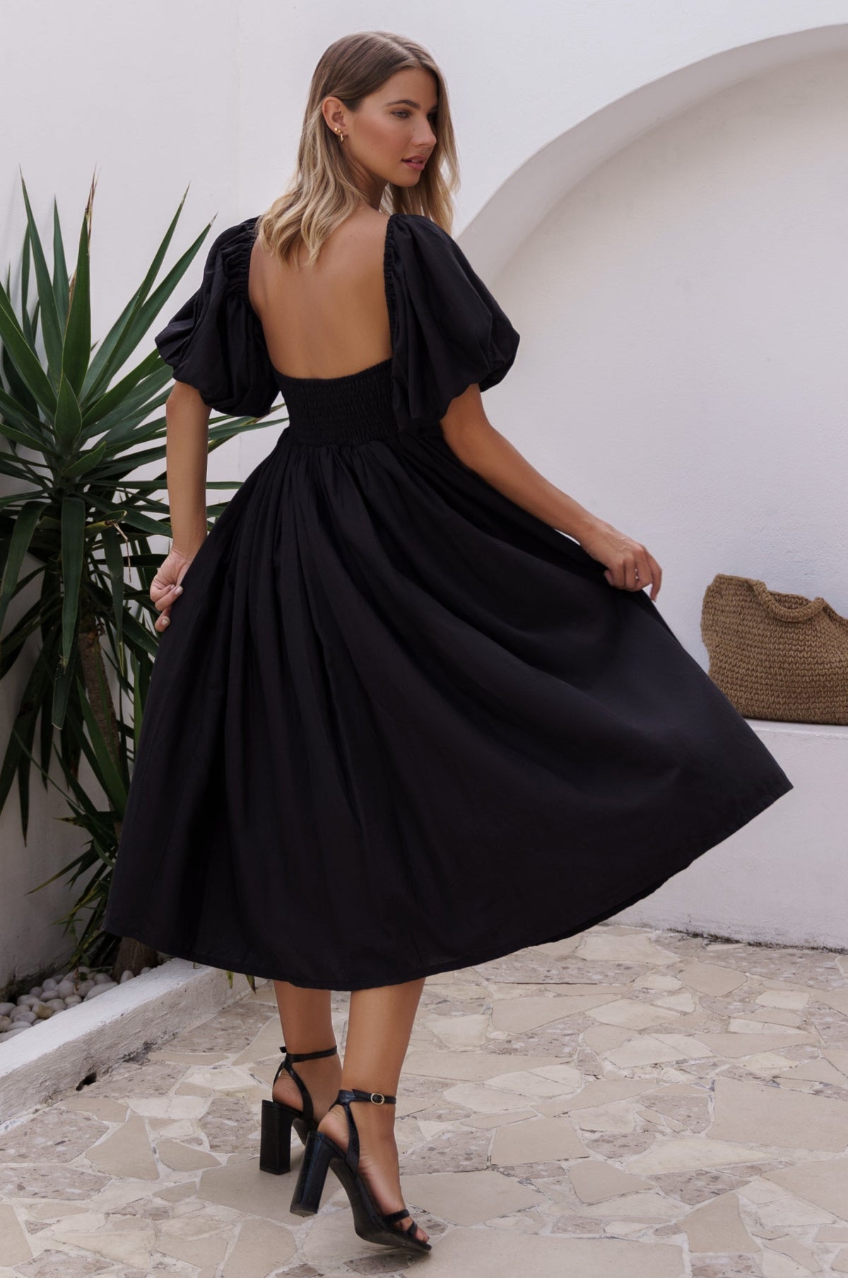 Cherie Puff Sleeve Midi Dress-2