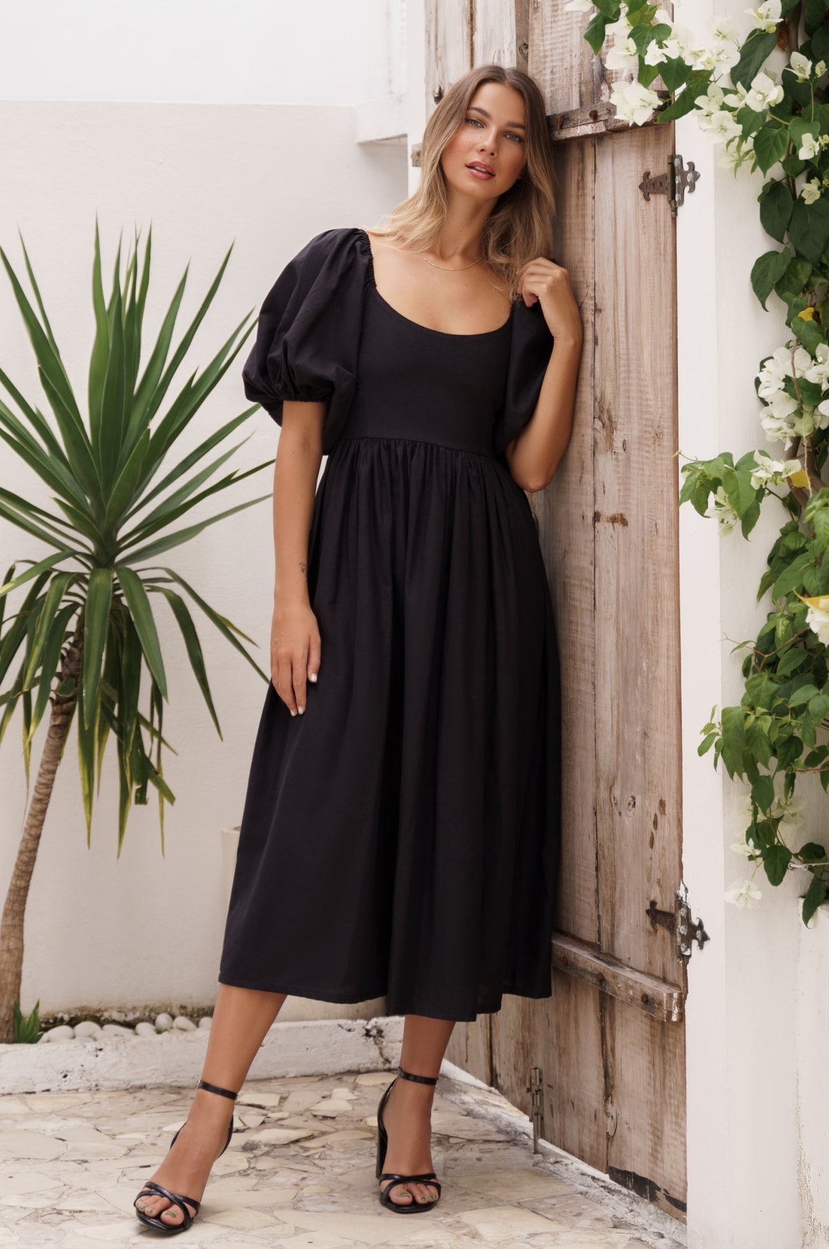 Cherie Puff Sleeve Midi Dress-4