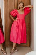 Cherie Puff Sleeve Midi Dress-0