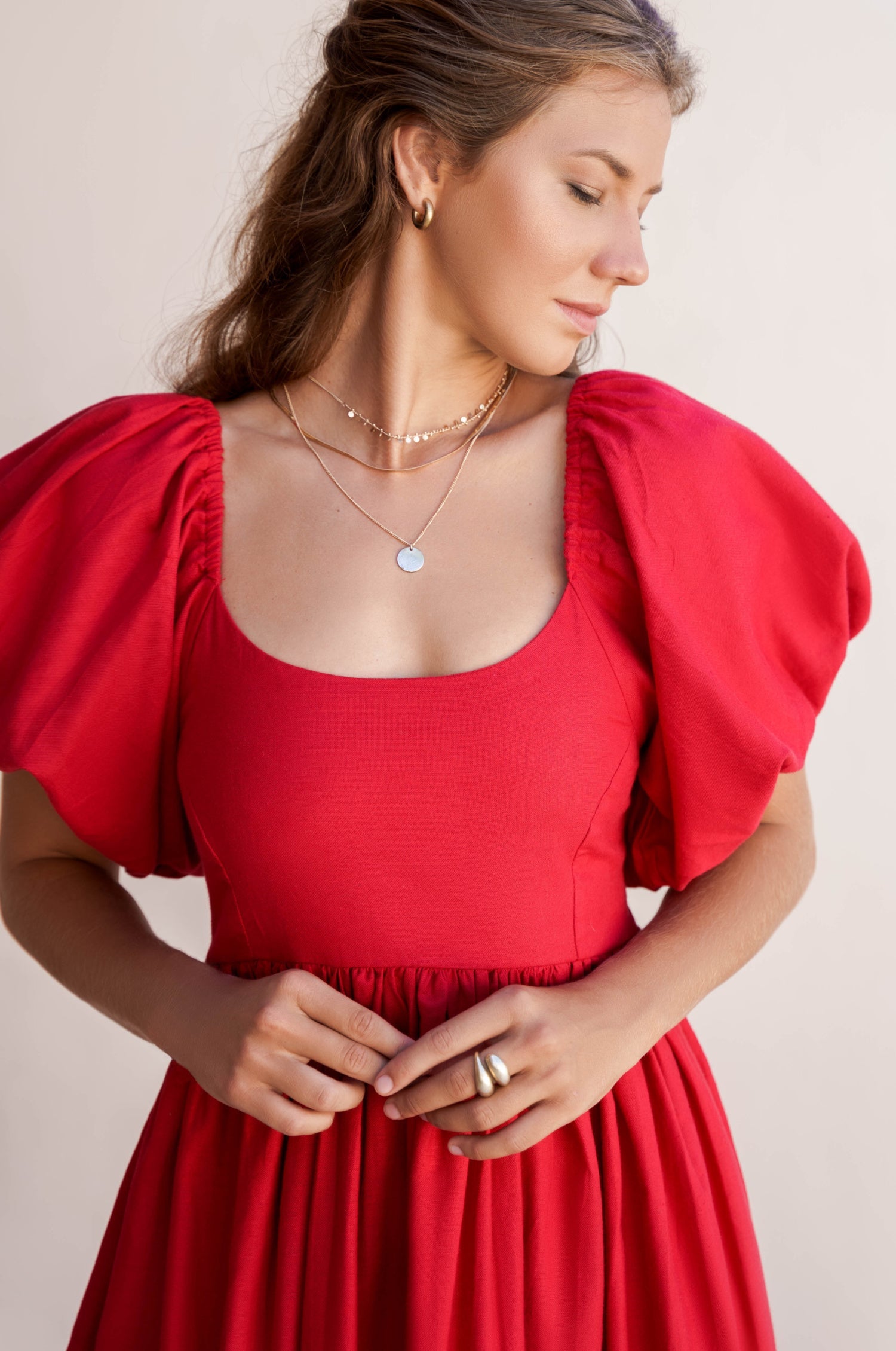 Cherie Puff Sleeve Midi Dress-3