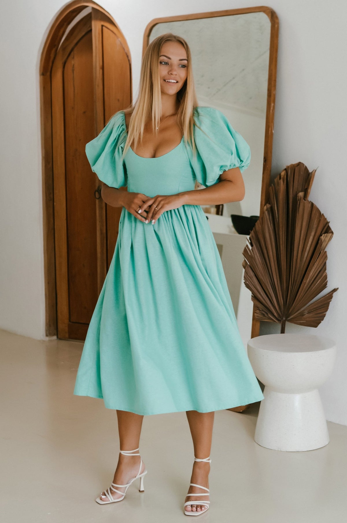 Cherie Puff Sleeve Midi Dress-11