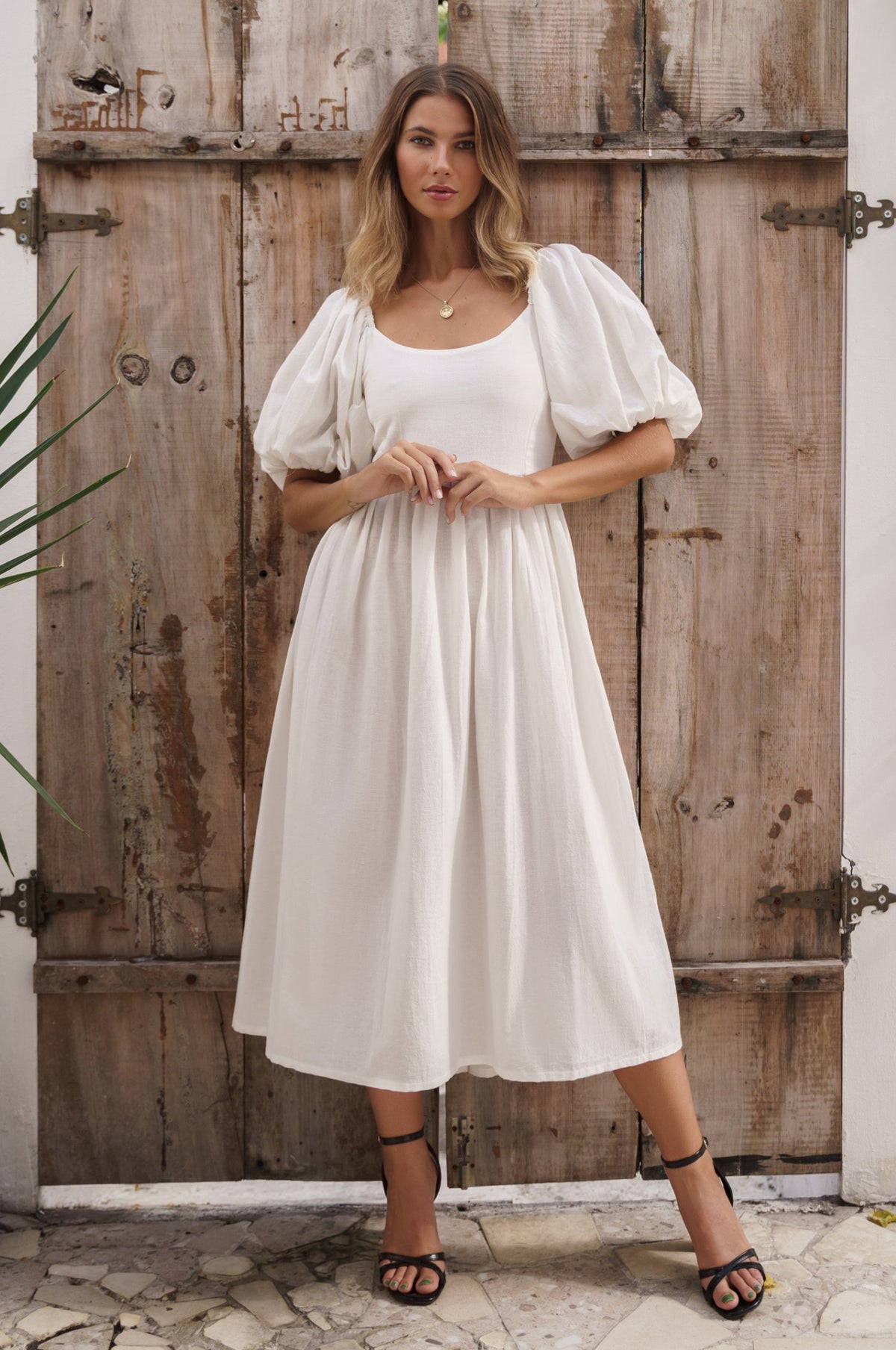 Cherie Puff Sleeve Midi Dress-3