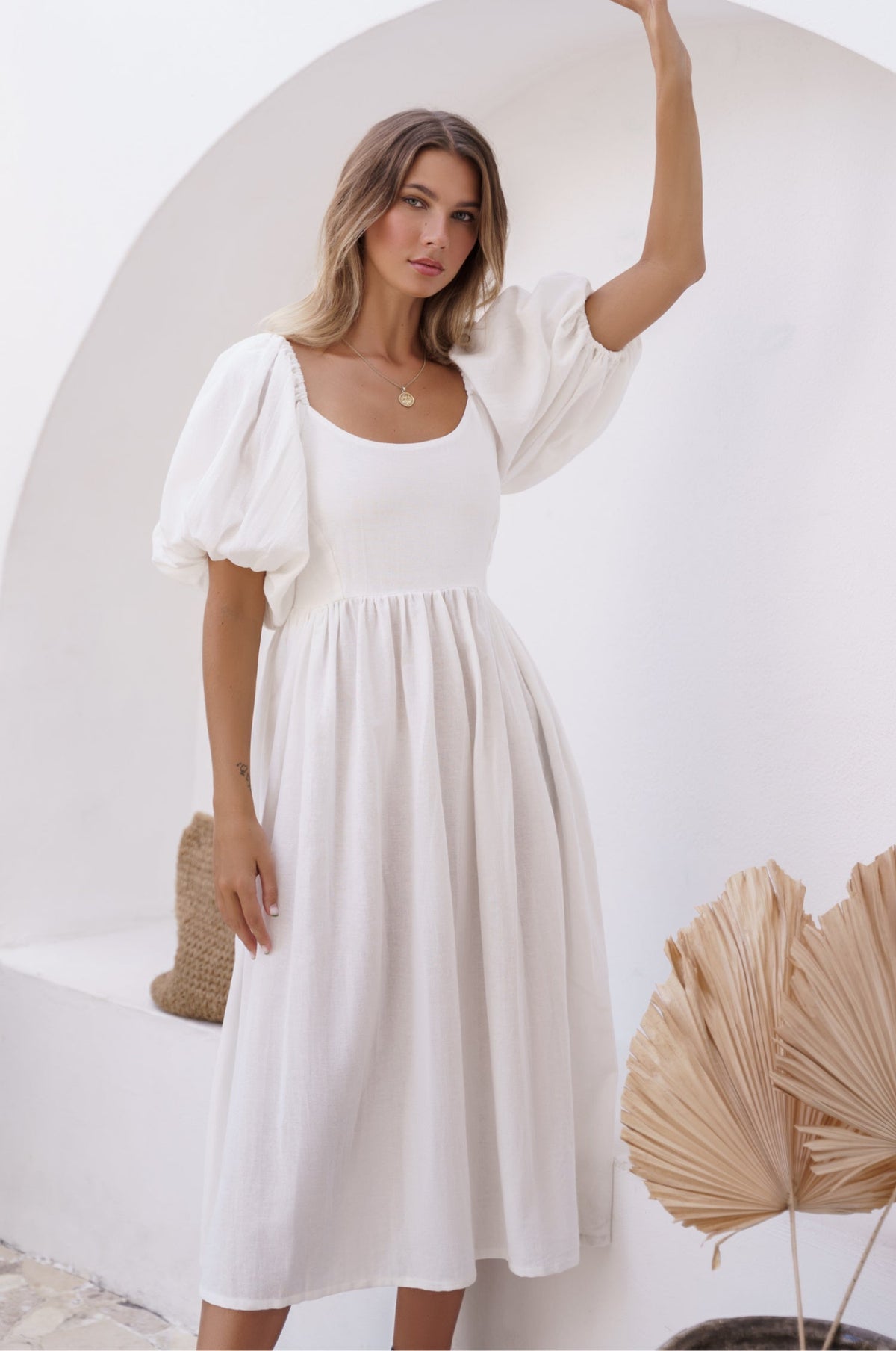 Cherie Puff Sleeve Midi Dress-1