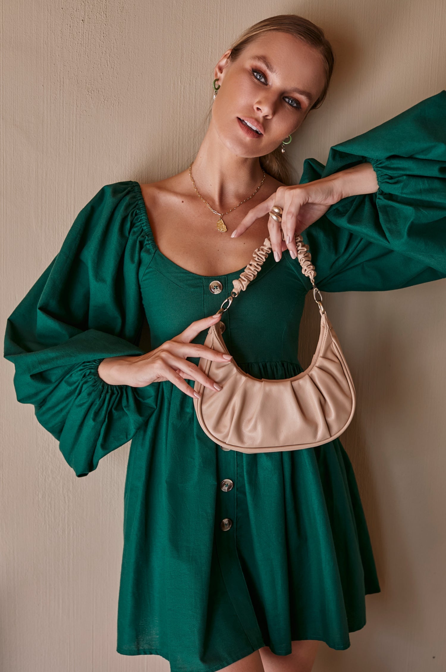 Chloie Empire Waist Linen Mini Dress (Sale)-4