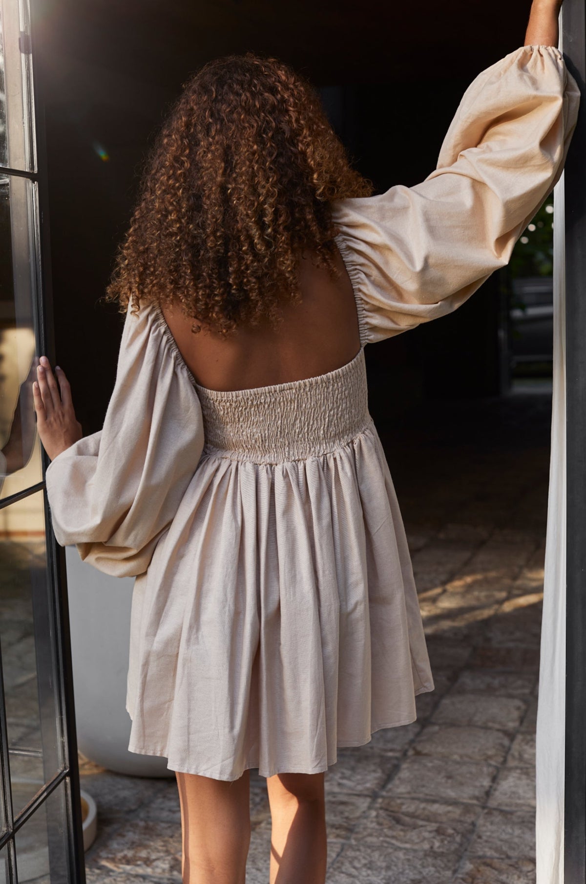 Chloie Empire Waist Linen Mini Dress (Sale)-4