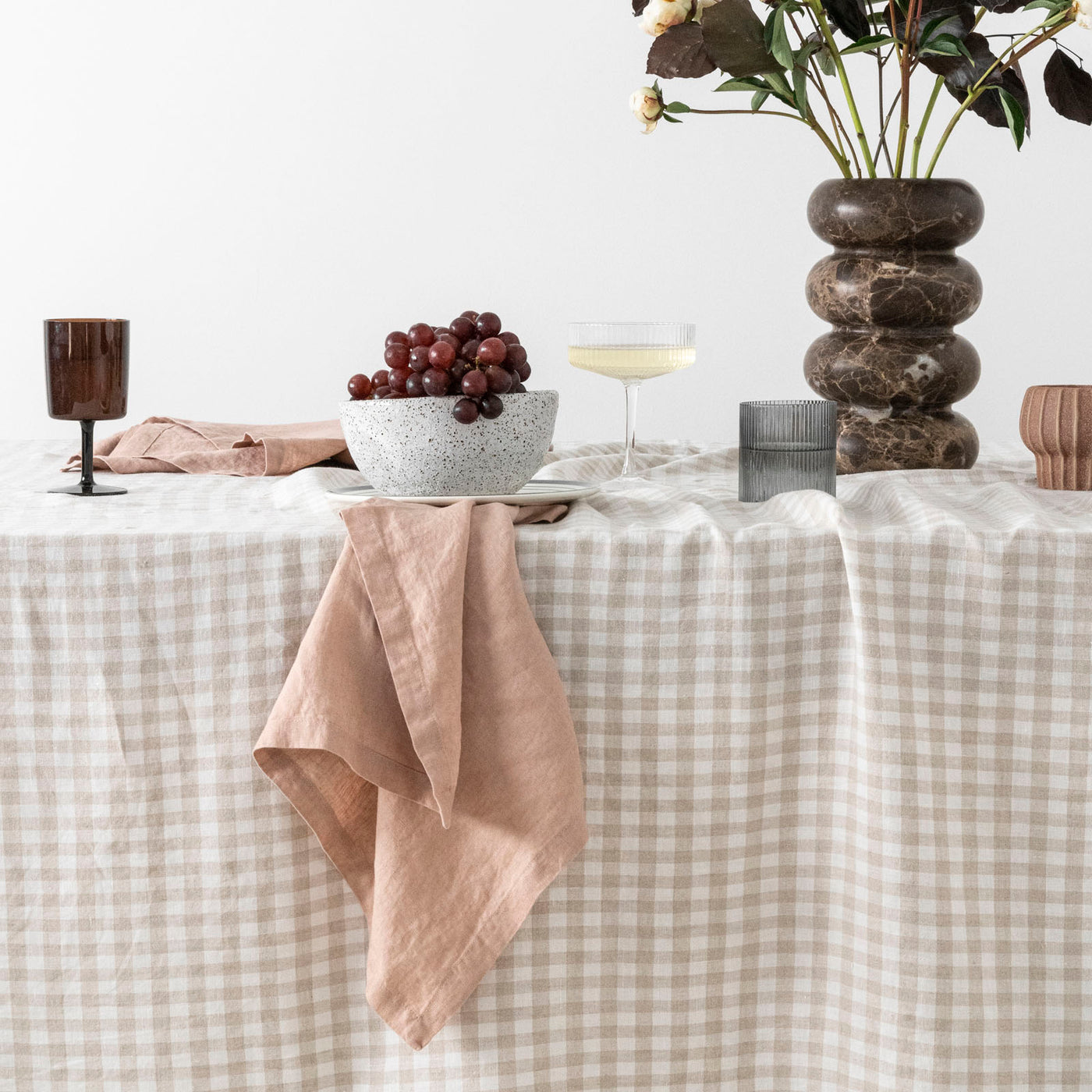 Dusty Peach Linen Napkin Set-1