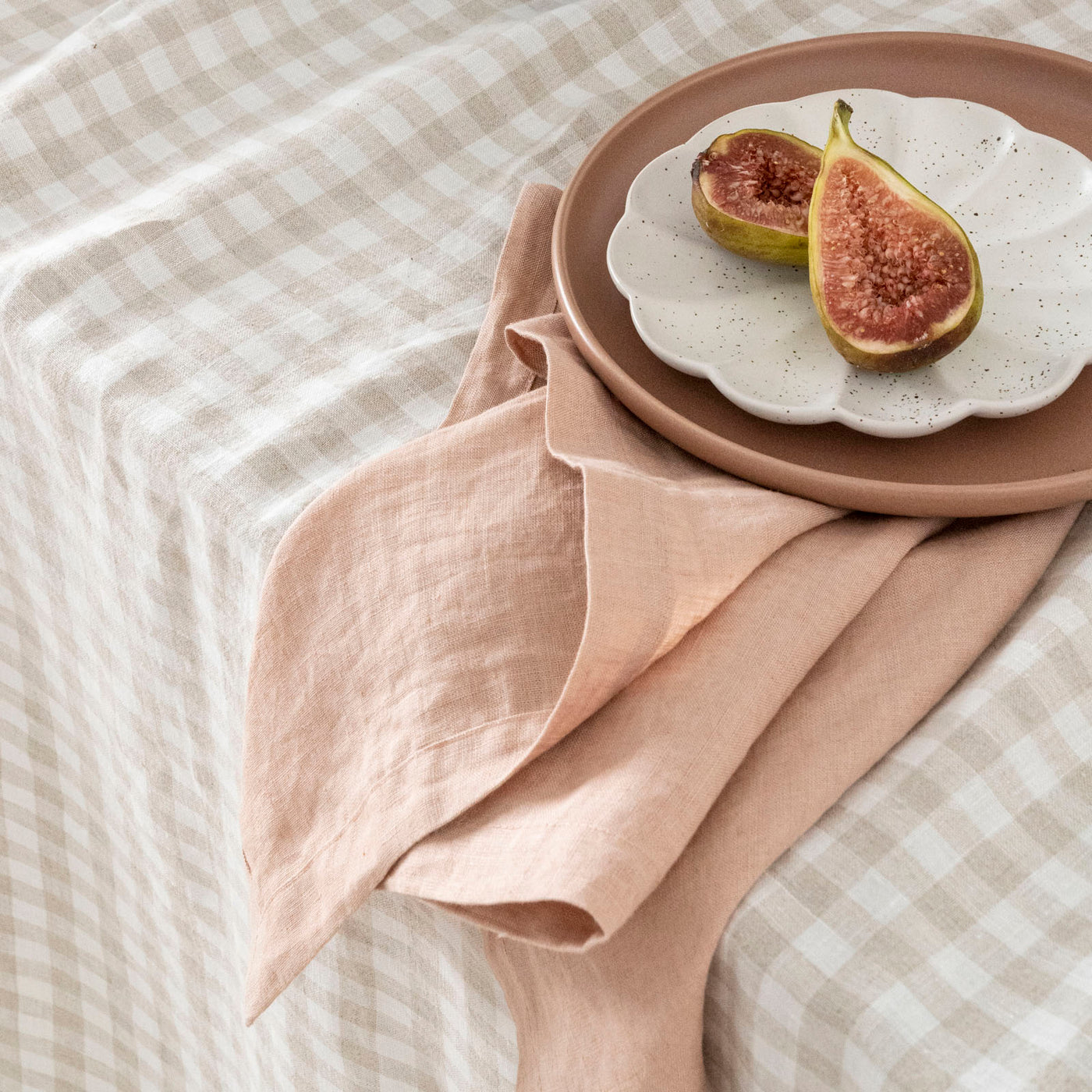 Dusty Peach Linen Napkin Set-2
