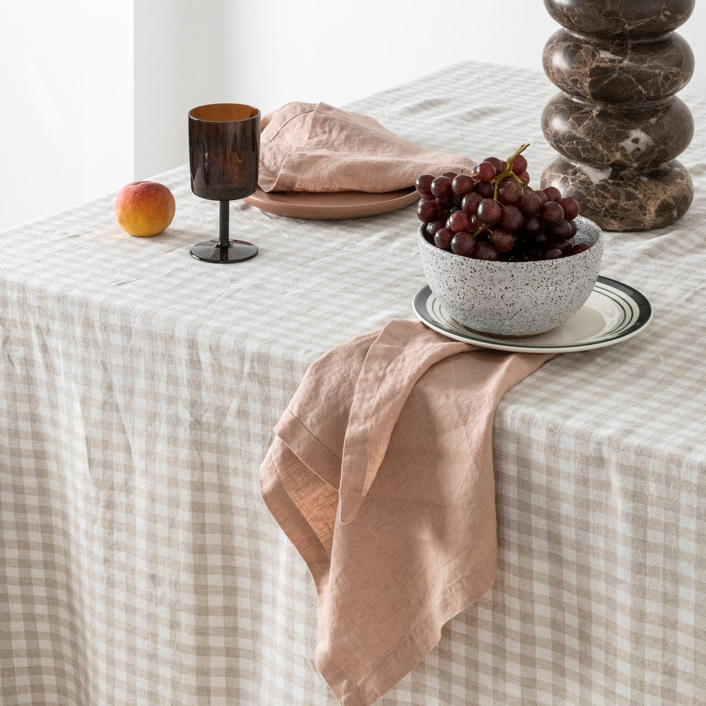 Dusty Peach Linen Napkin Set-3