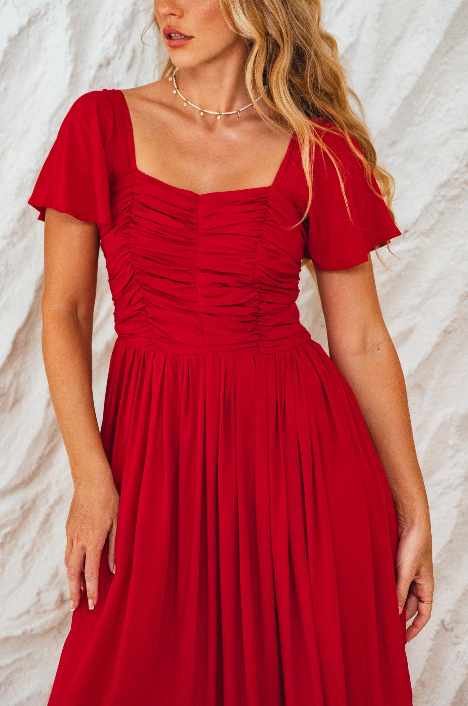 Clemente Gathered Midi Dress-1