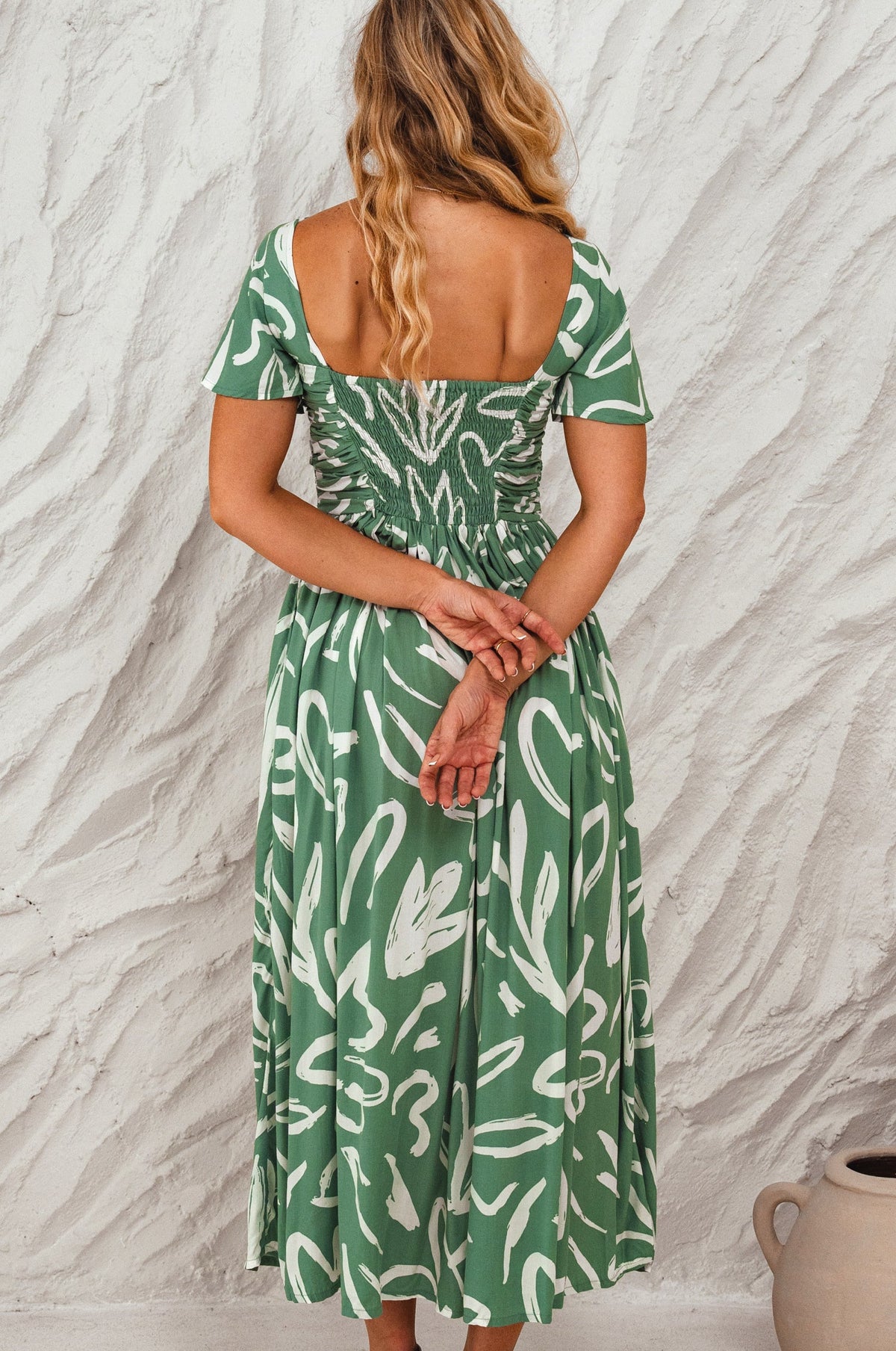 Clemente Gathered Midi Dress-2