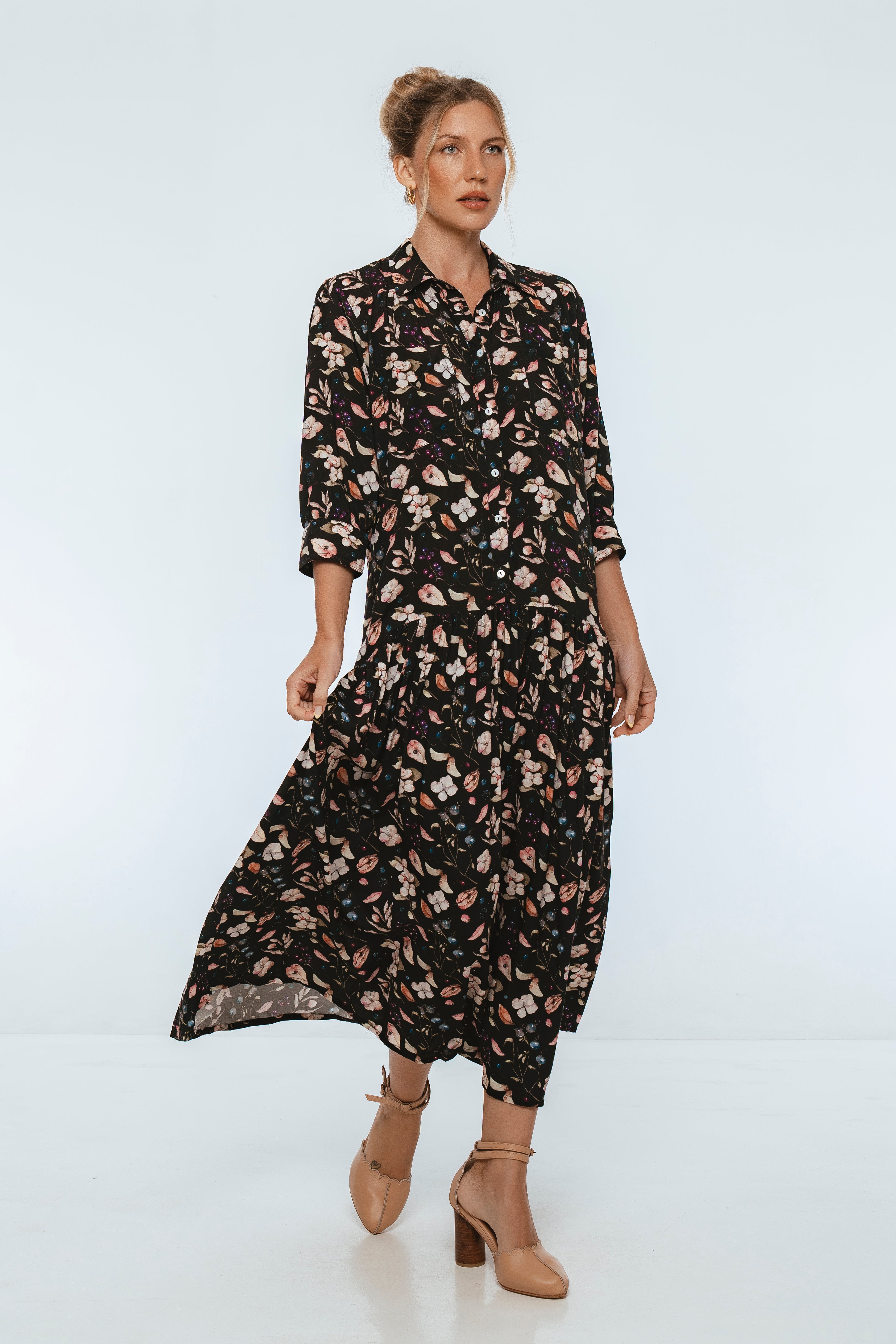 Colette Long Sleeve Shirt Dress-2