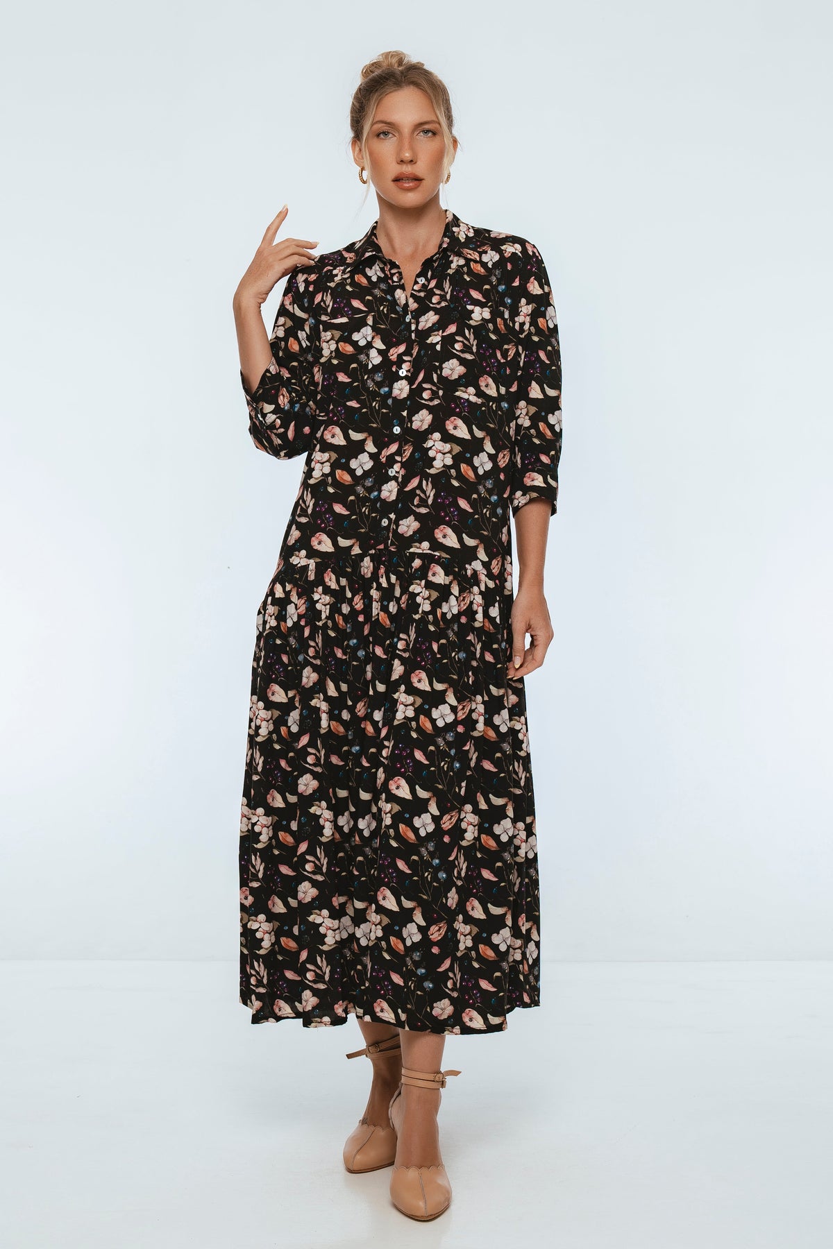 Colette Long Sleeve Shirt Dress-3