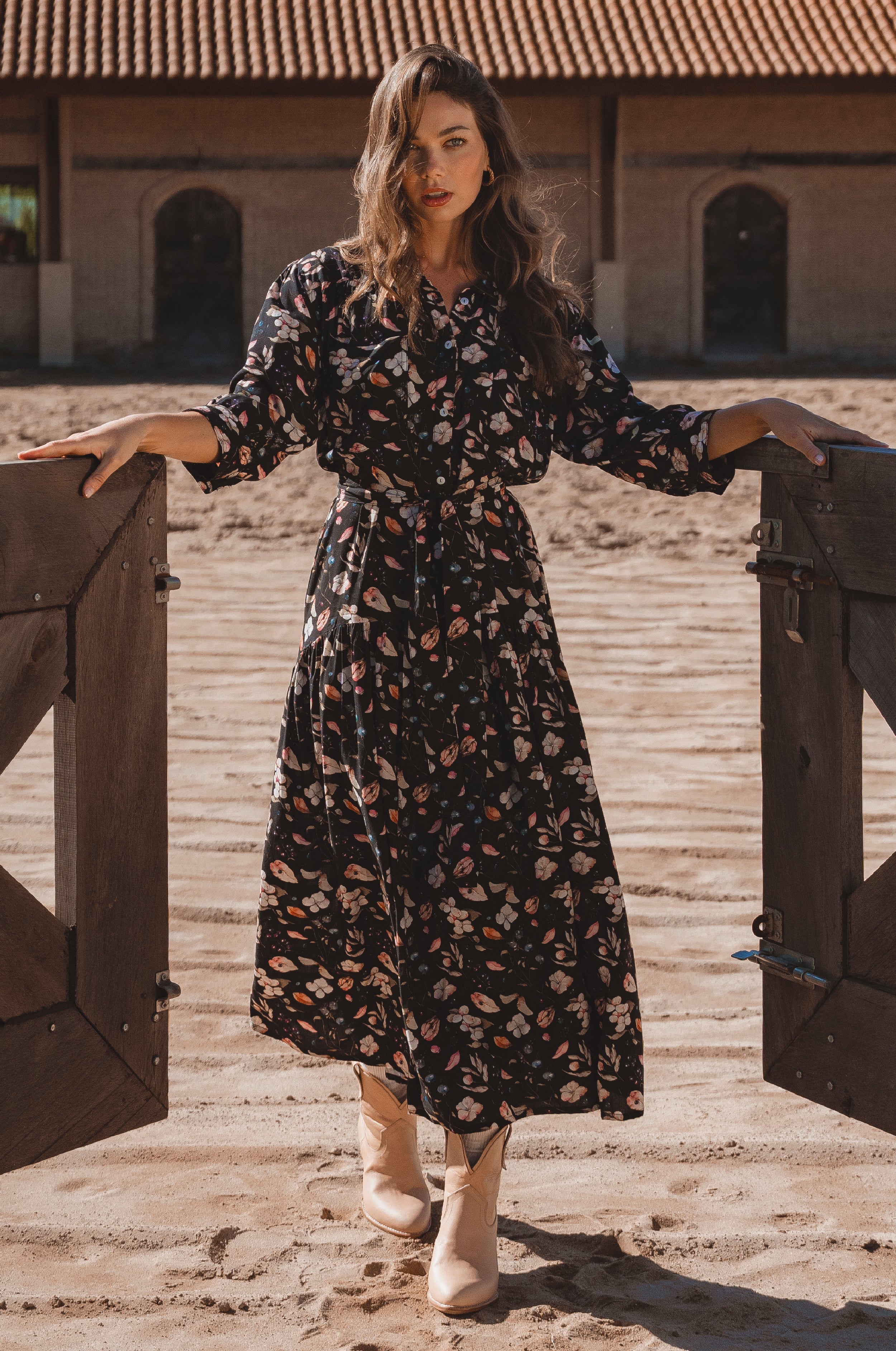 Colette Long Sleeve Shirt Dress-0