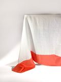 White with Georgia Peach Linen Table Cloth-0