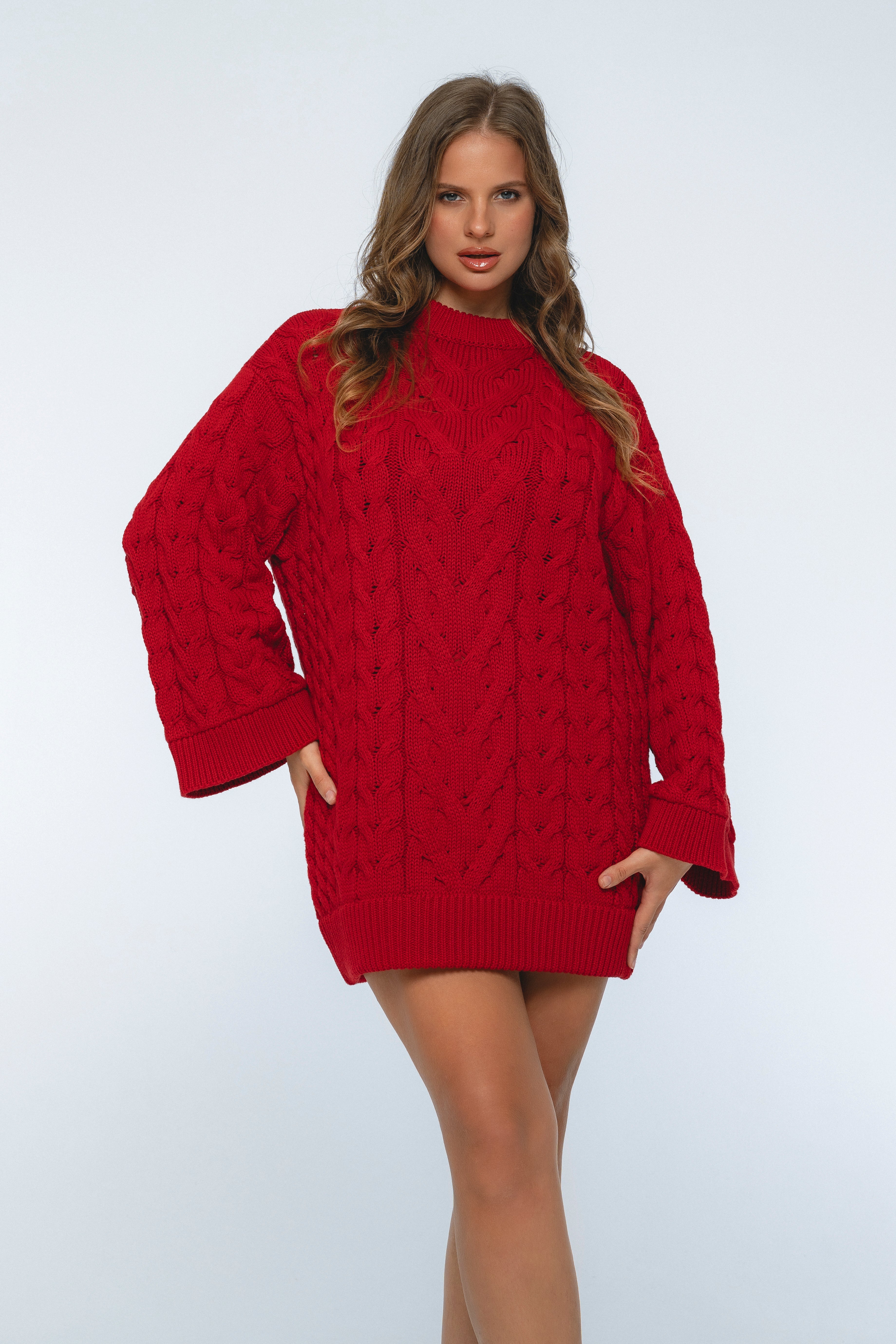 Cozy Cable-Knit Sweater Dress-5