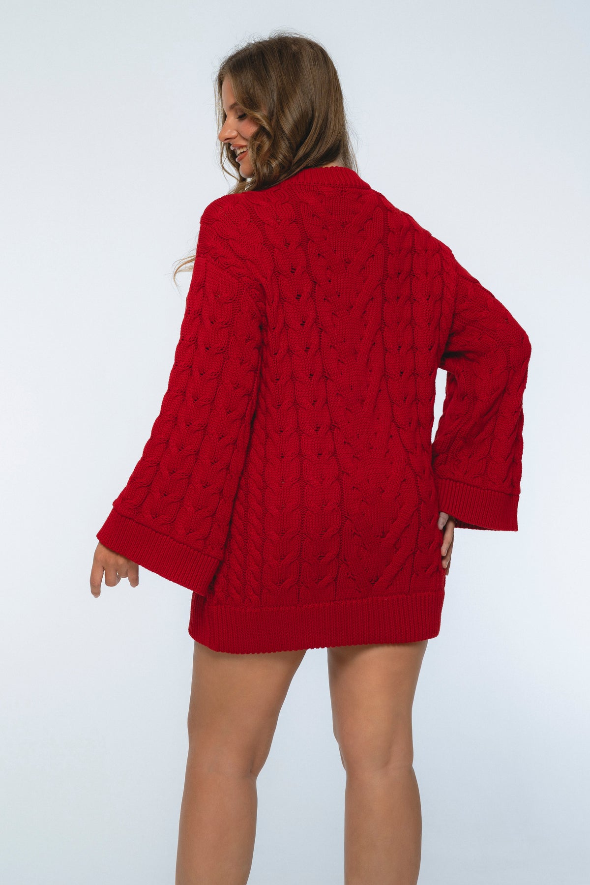 Cozy Cable-Knit Sweater Dress-2