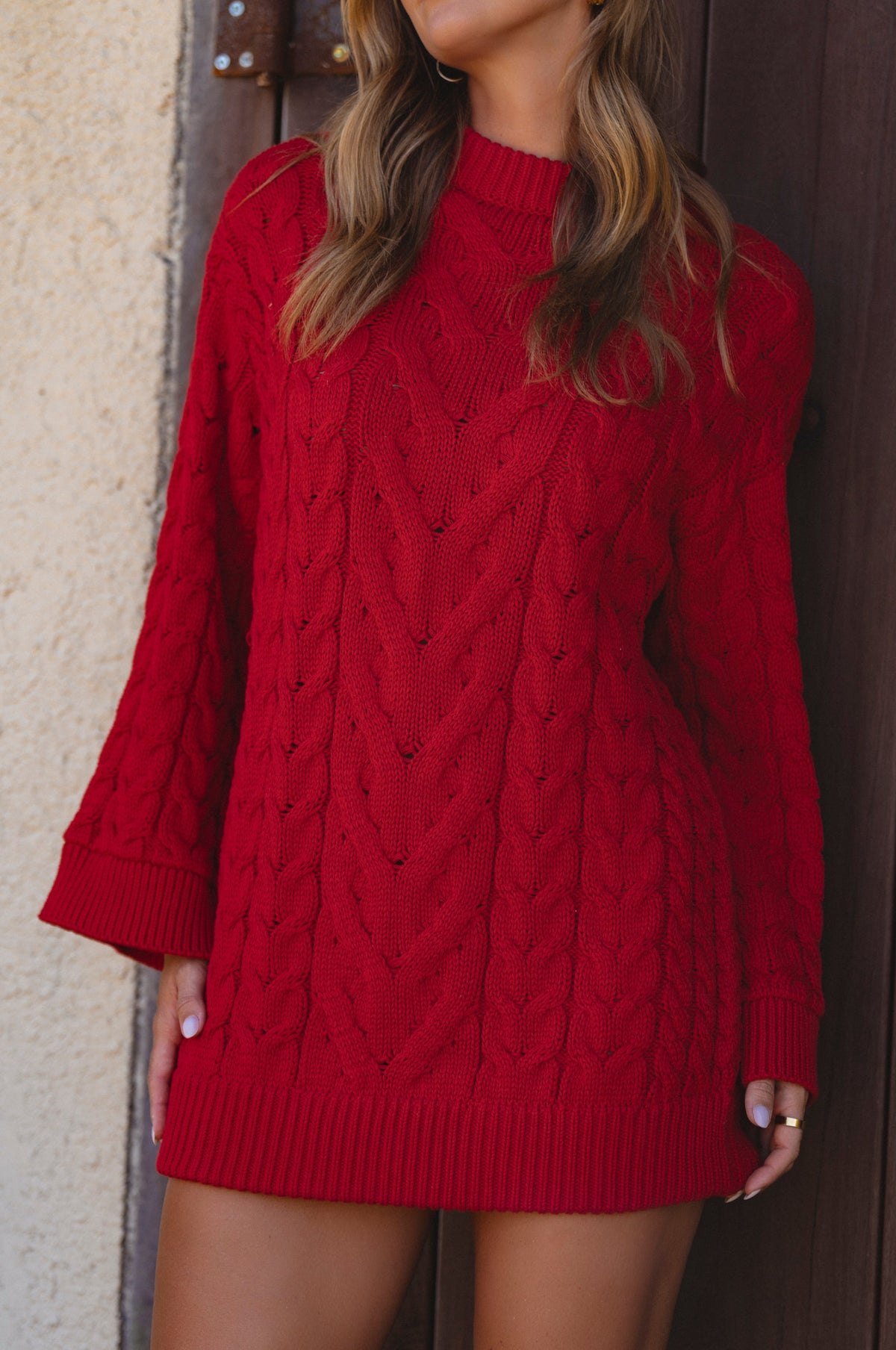 Cozy Cable-Knit Sweater Dress-3