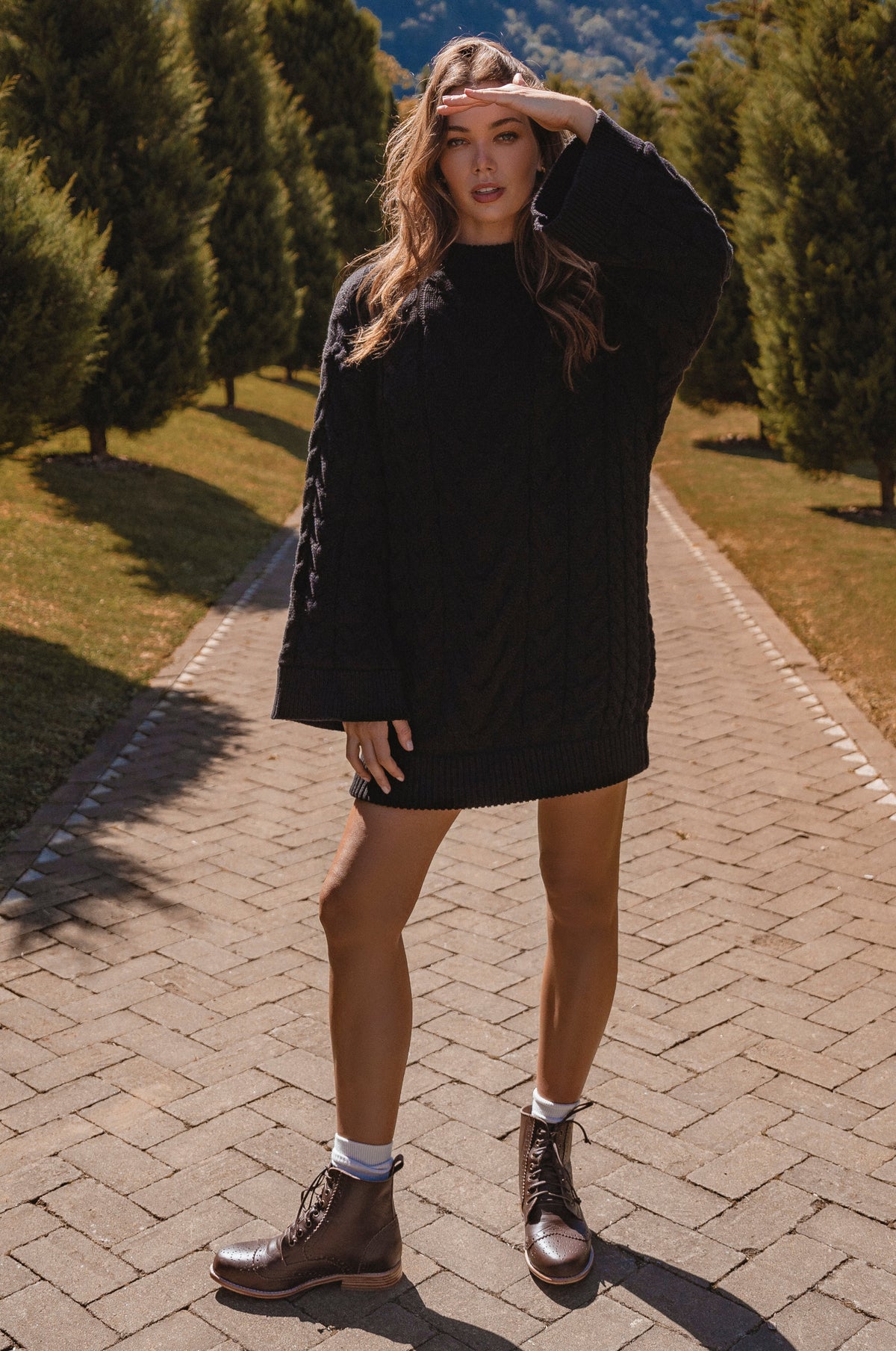 Cozy Cable-Knit Sweater Dress-0