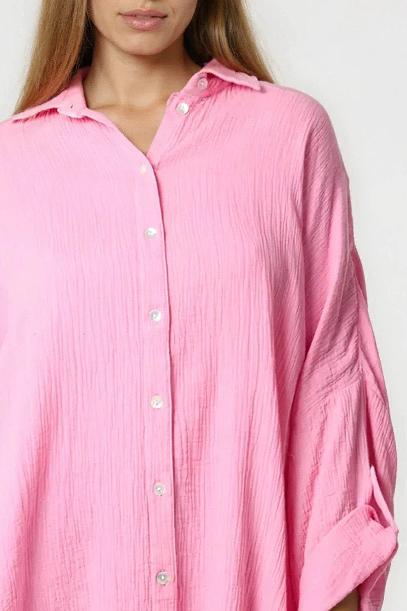 Pink Oversized Cotton Shirt-1