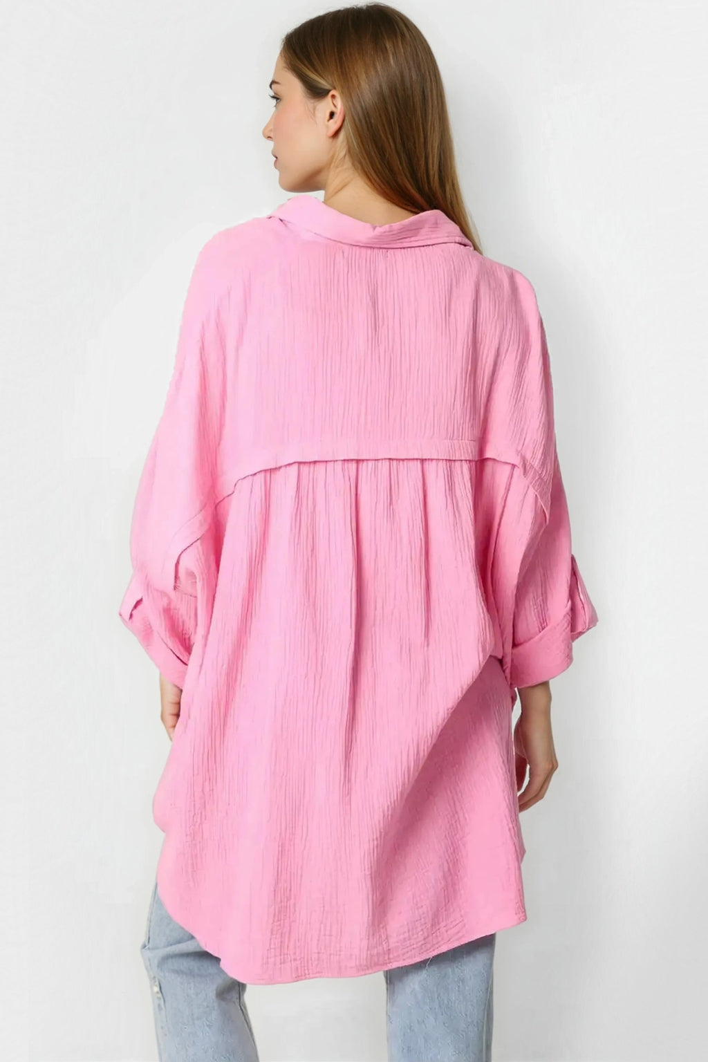 Pink Oversized Cotton Shirt-2