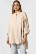 Beige Oversized Cotton Shirt-0